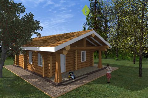 Проект деревянного гостевого дома с баней «Аспен» — 111 м²
